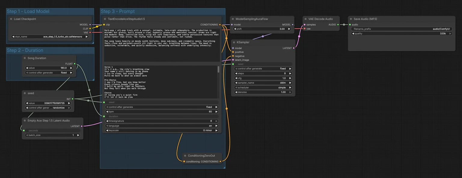 Ace Step 1.5 in ComfyUI Workflow | Text-to-Music Diffusion