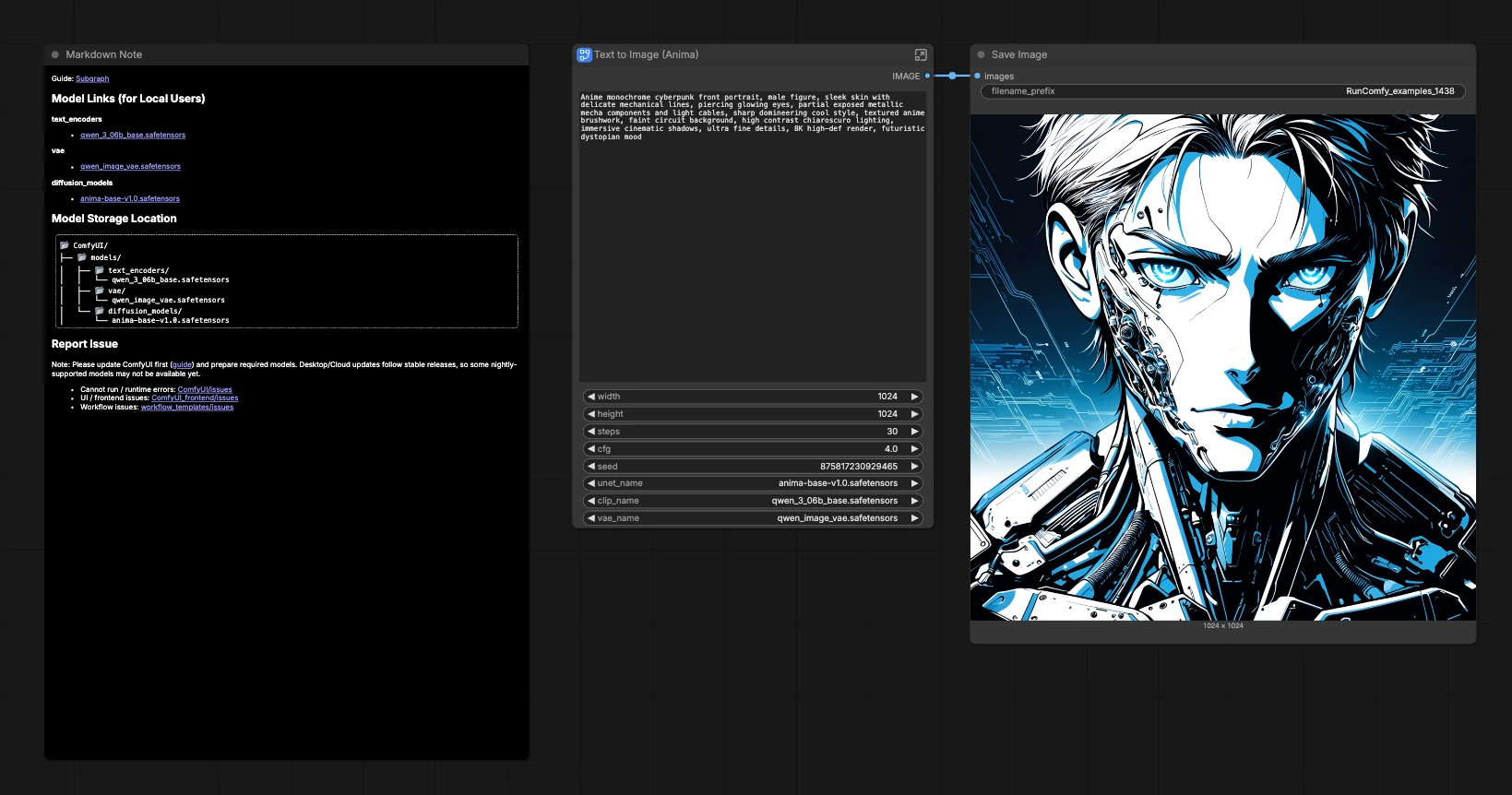Anima Base v1 ComfyUI Workflow | Anime Cyberpunk Text-to-Image