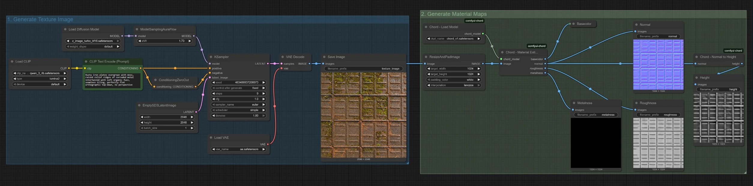 CHORD Model Workflow in ComfyUI | PBR Material Generation