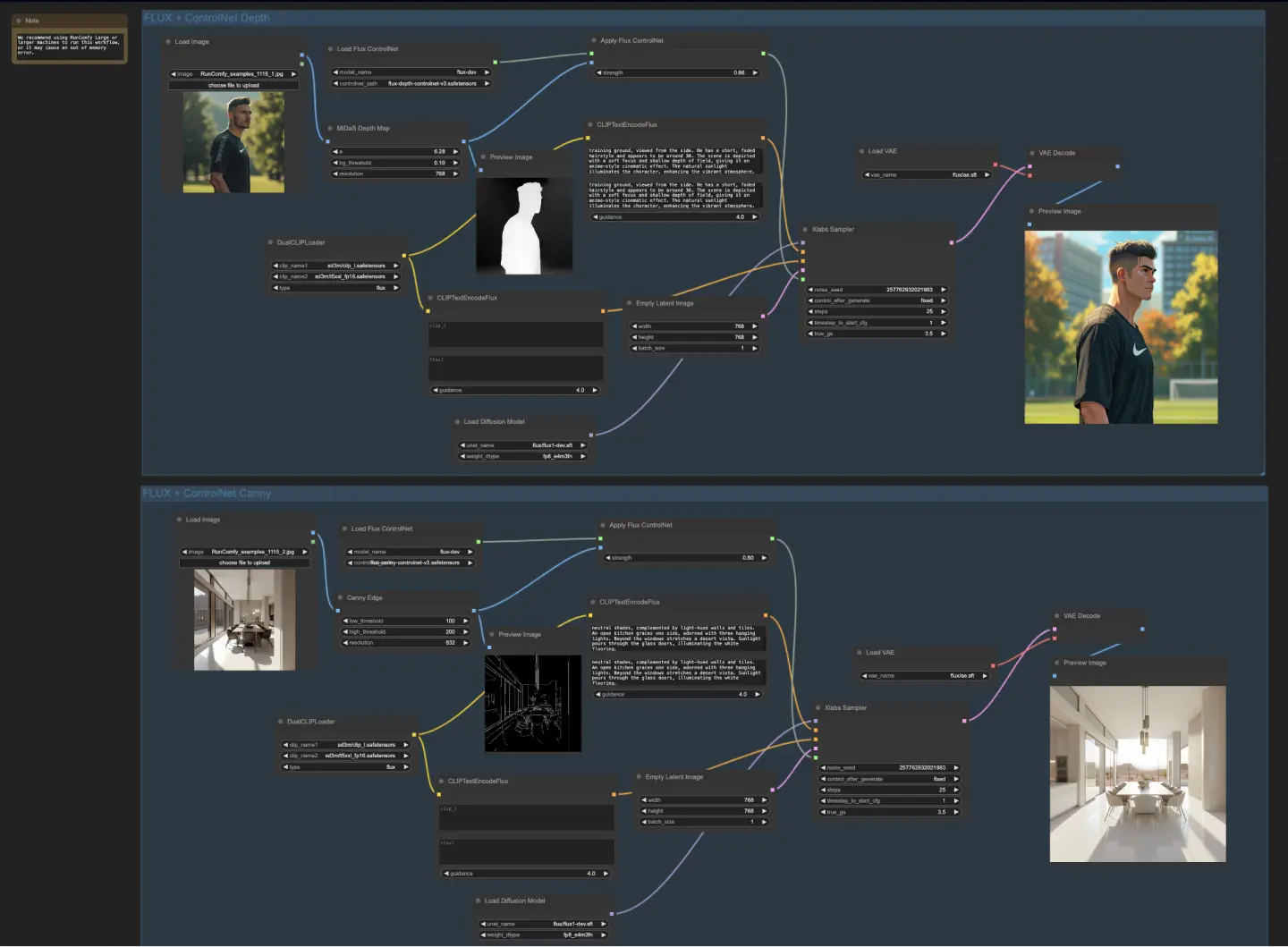 ComfyUI FLUX ControlNet Depth and Canny Workflow