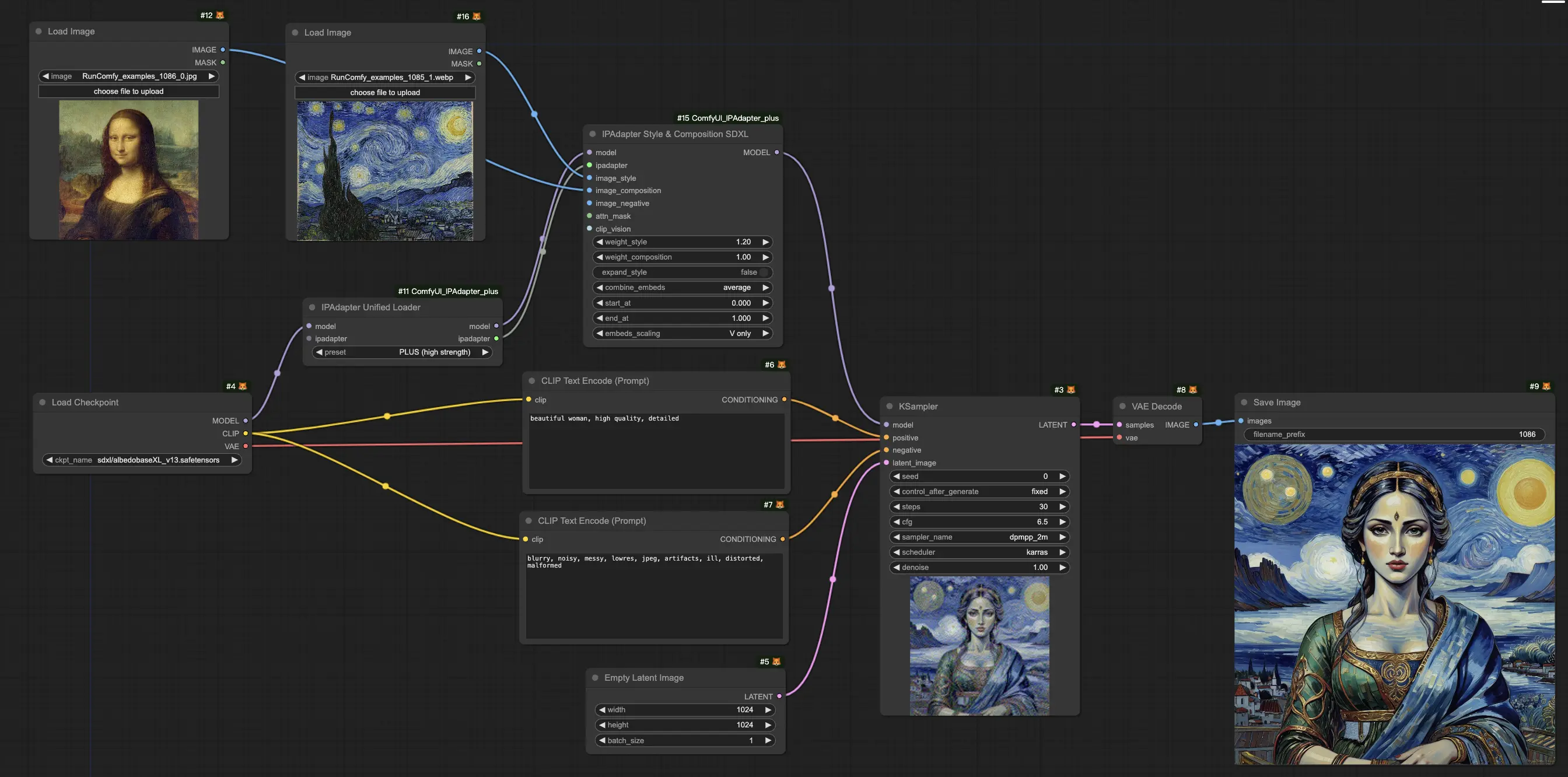 ComfyUI IPAdapter Plus for Style and Composition Transfer