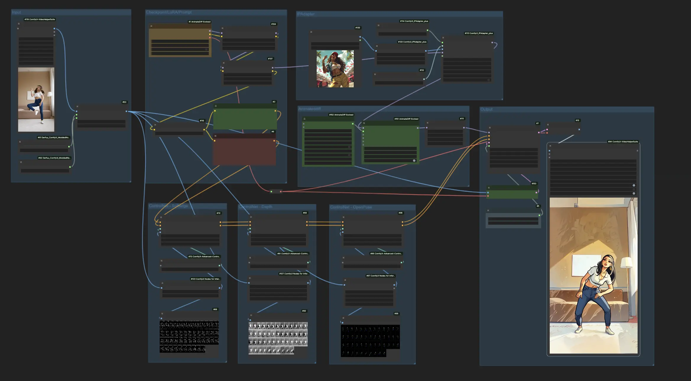 Convert Video to Adventure Game Style through AnimateDiff, ControlNet and IPAdapter in ComfyUI