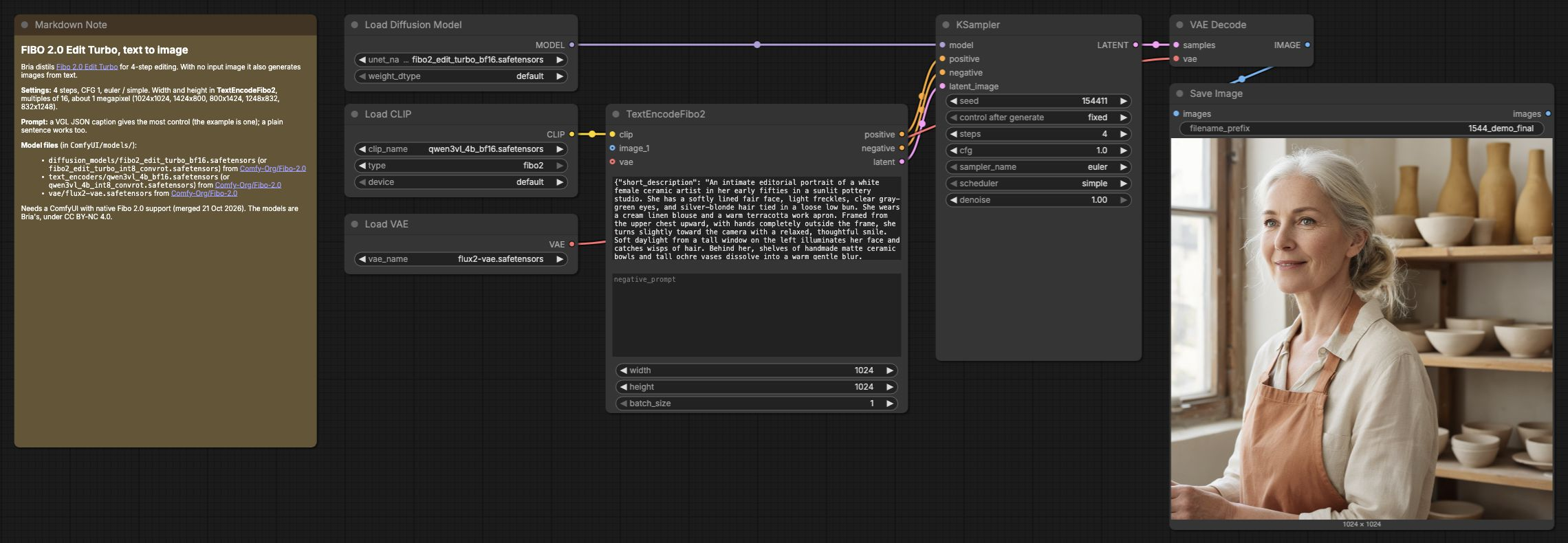 Fibo 2 Edit Turbo in ComfyUI | 4-Step Text to Image