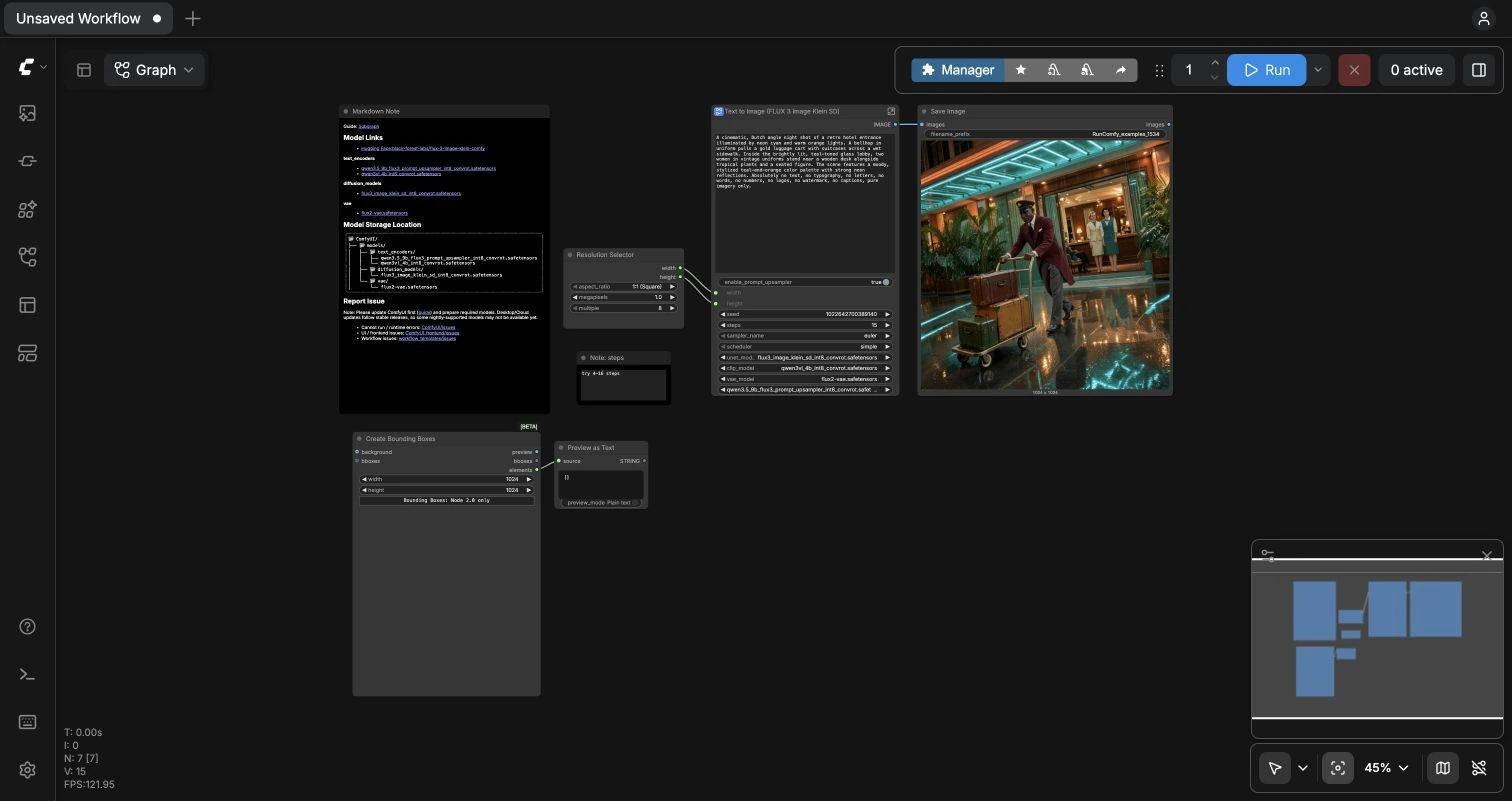 Flux 3 Klein Distilled Text to Image in ComfyUI