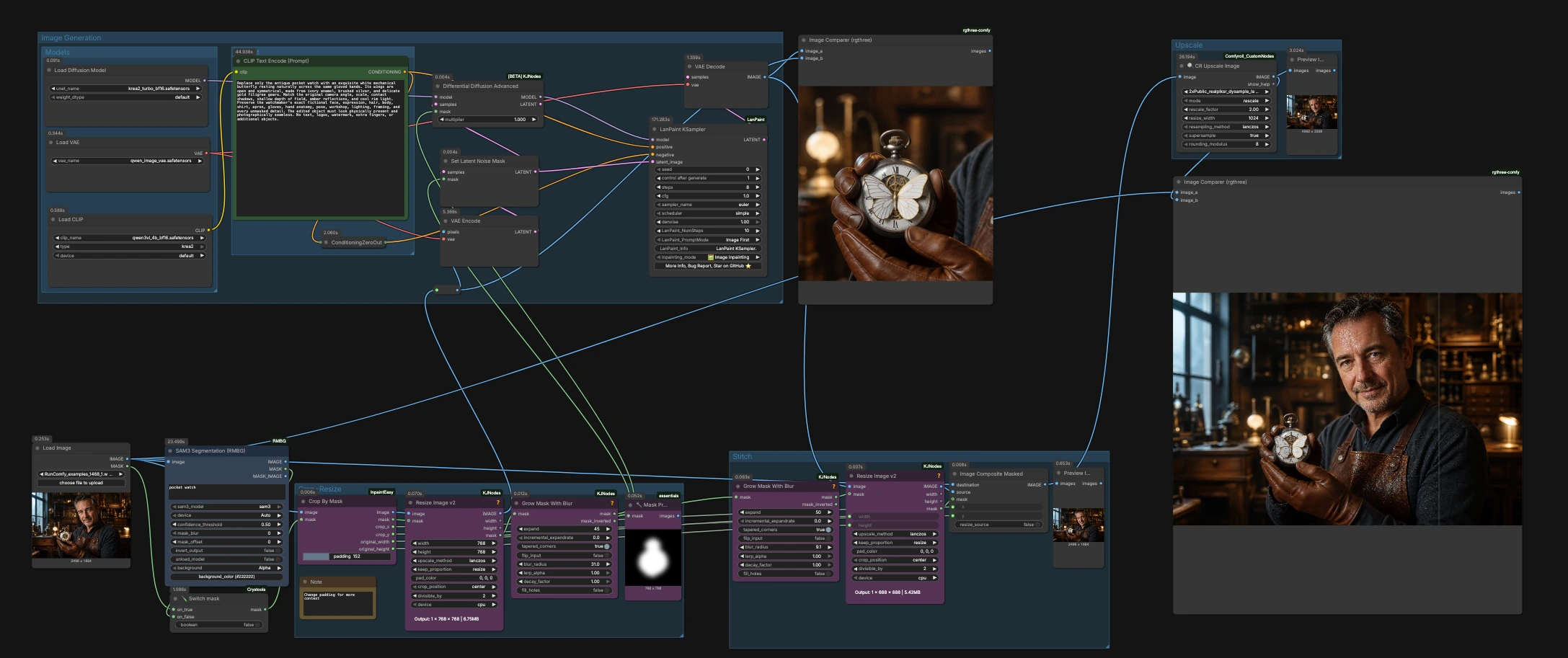 Krea 2 Turbo Inpainting in ComfyUI | LanPaint + SAM3