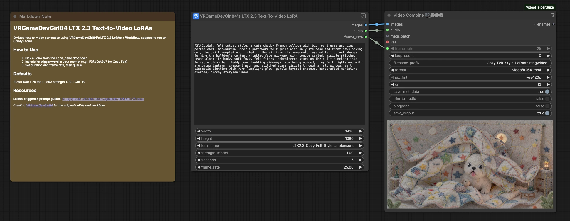 LTX 2.3 Cozy Felt in ComfyUI | Felt Style Text-to-Video Workflow