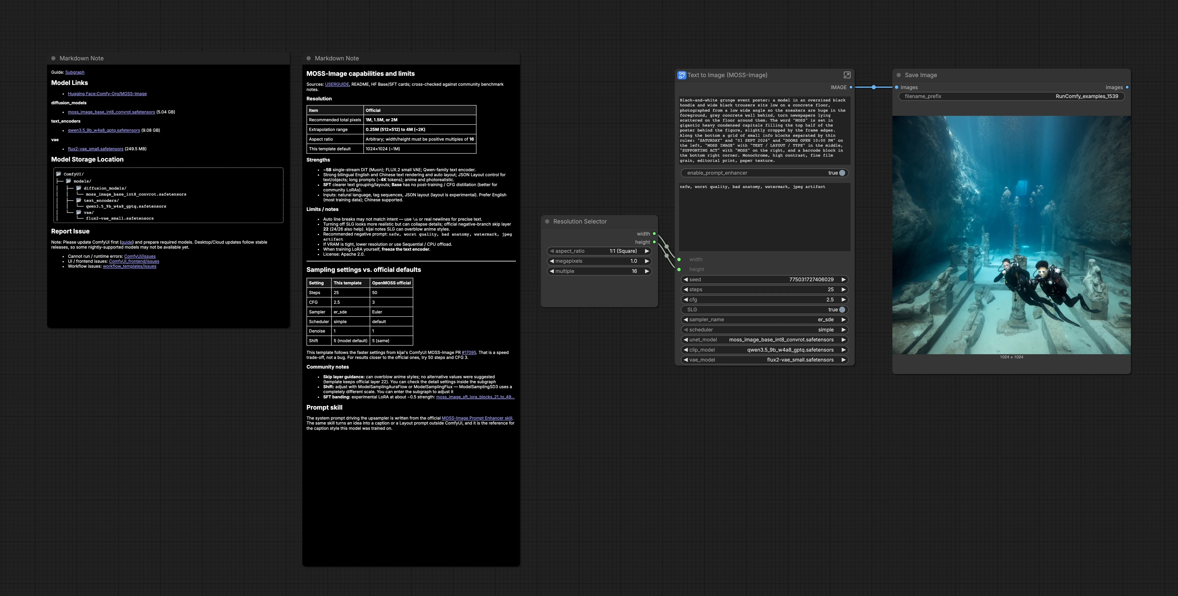 MOSS-Image Base Text to Image in ComfyUI