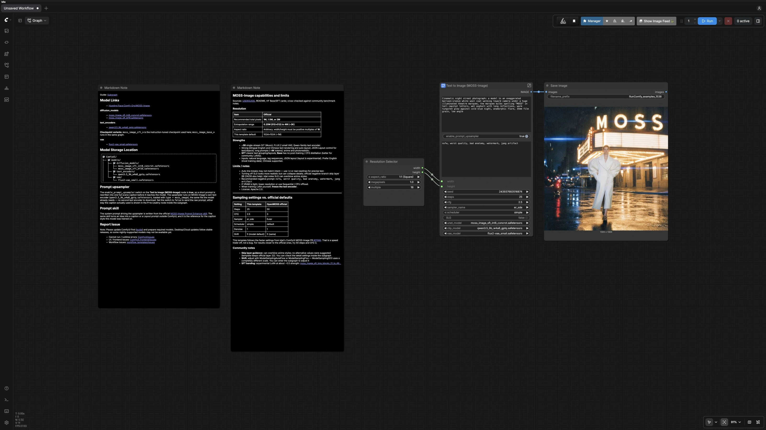 MOSS-Image ComfyUI - SFT with Prompt Upsampling