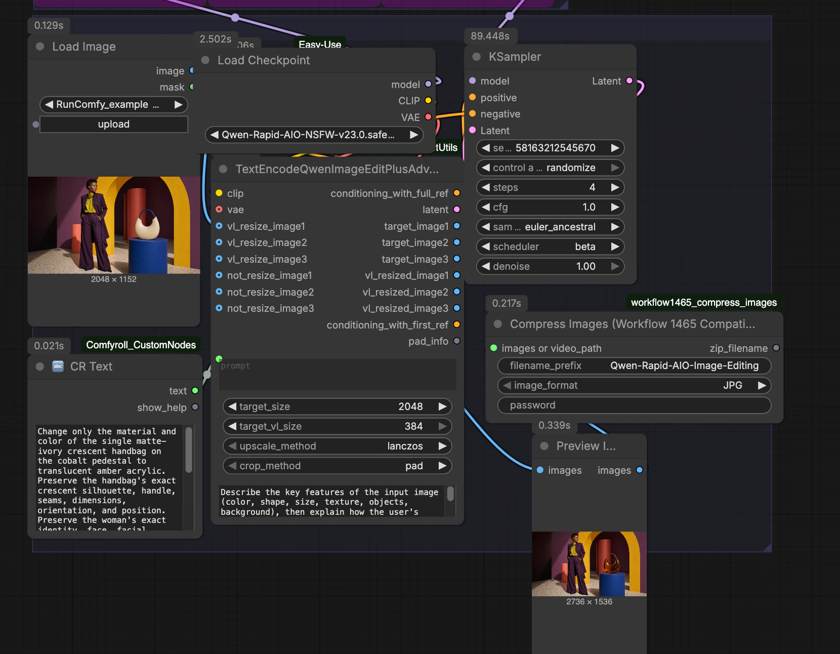 Qwen Rapid AIO in ComfyUI | Fast Instruction Editing