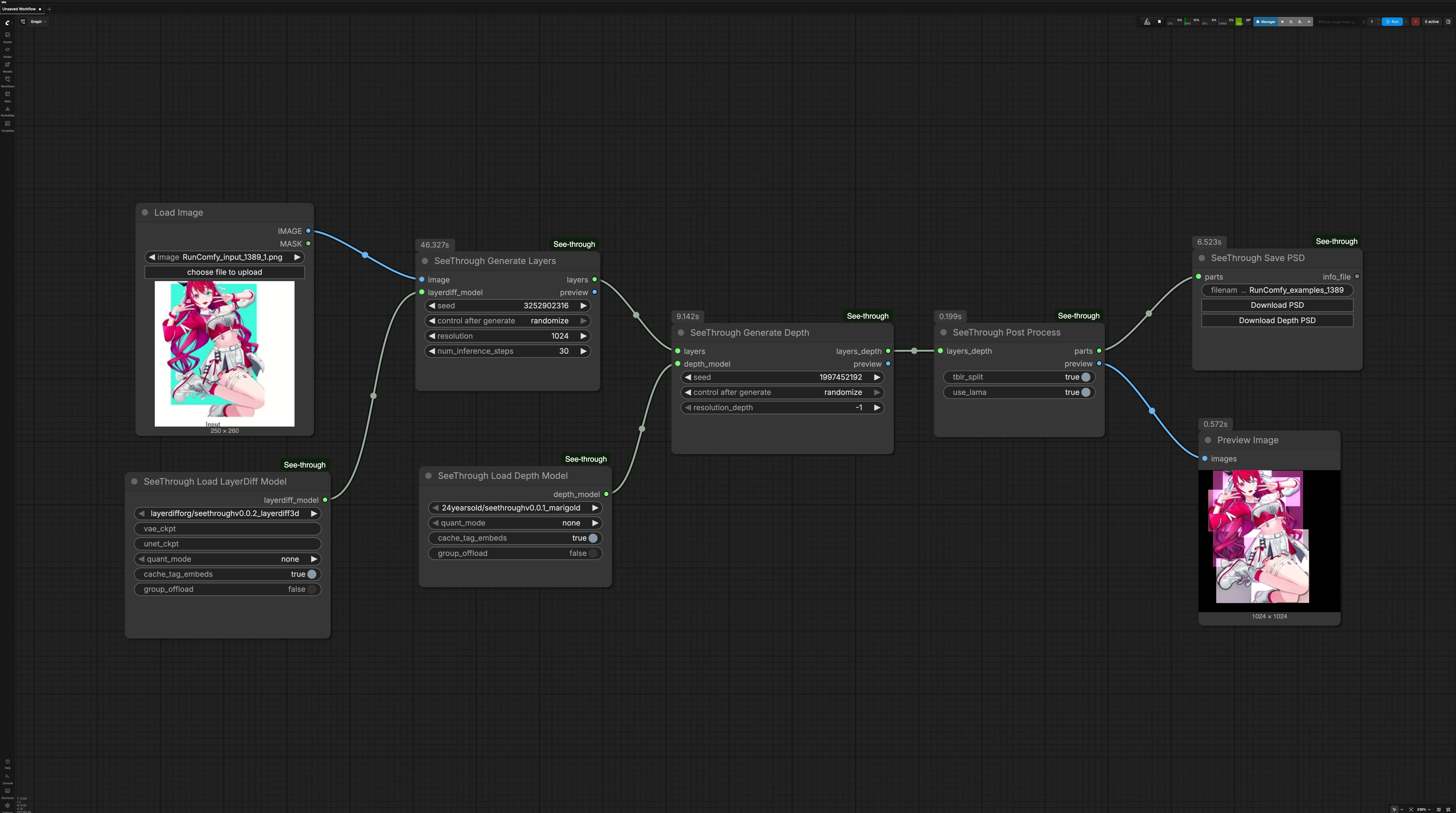 See-through Workflow in ComfyUI | Anime Layer Decomposition PSD