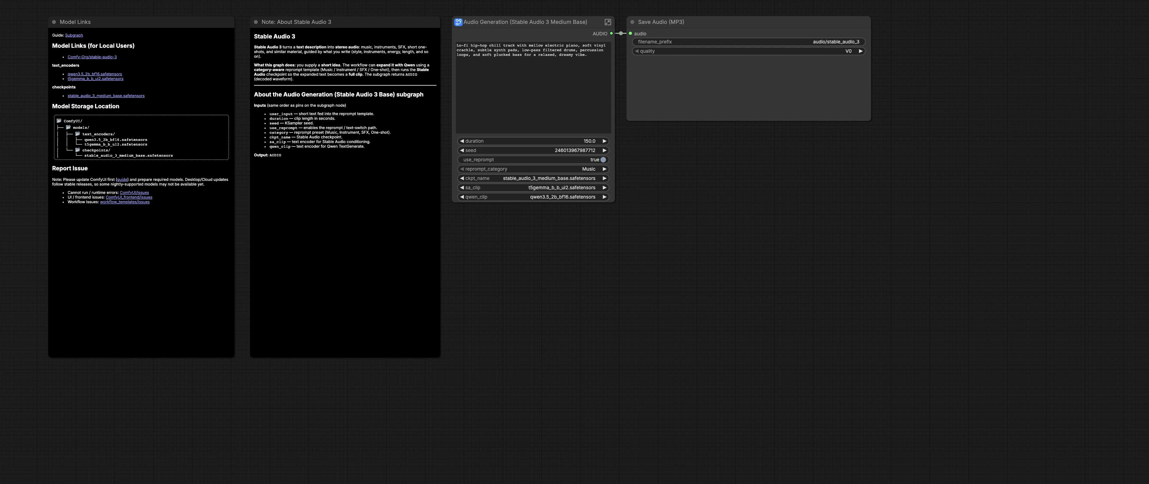 Stable Audio 3.0 Medium Base workflow in ComfyUI | Text-to-Audio