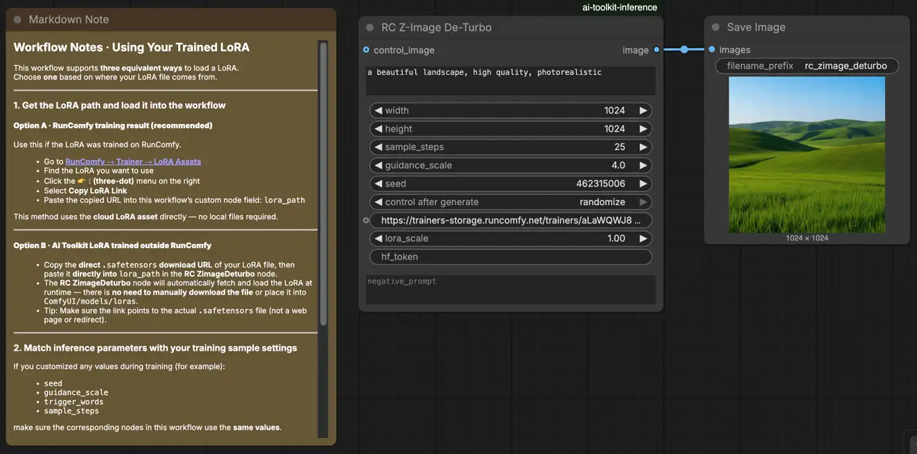 Z-Image De-Turbo LoRA Inference in ComfyUI | RunComfy Workflow (Training-Matched Results)