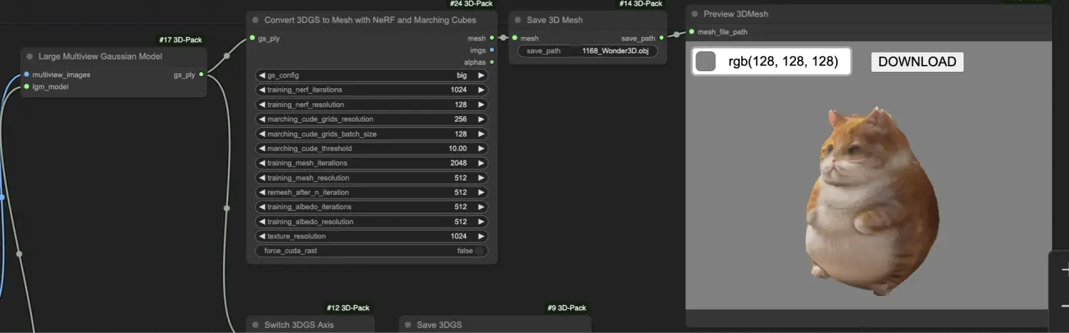 ComfyUI Wonder3D workflow