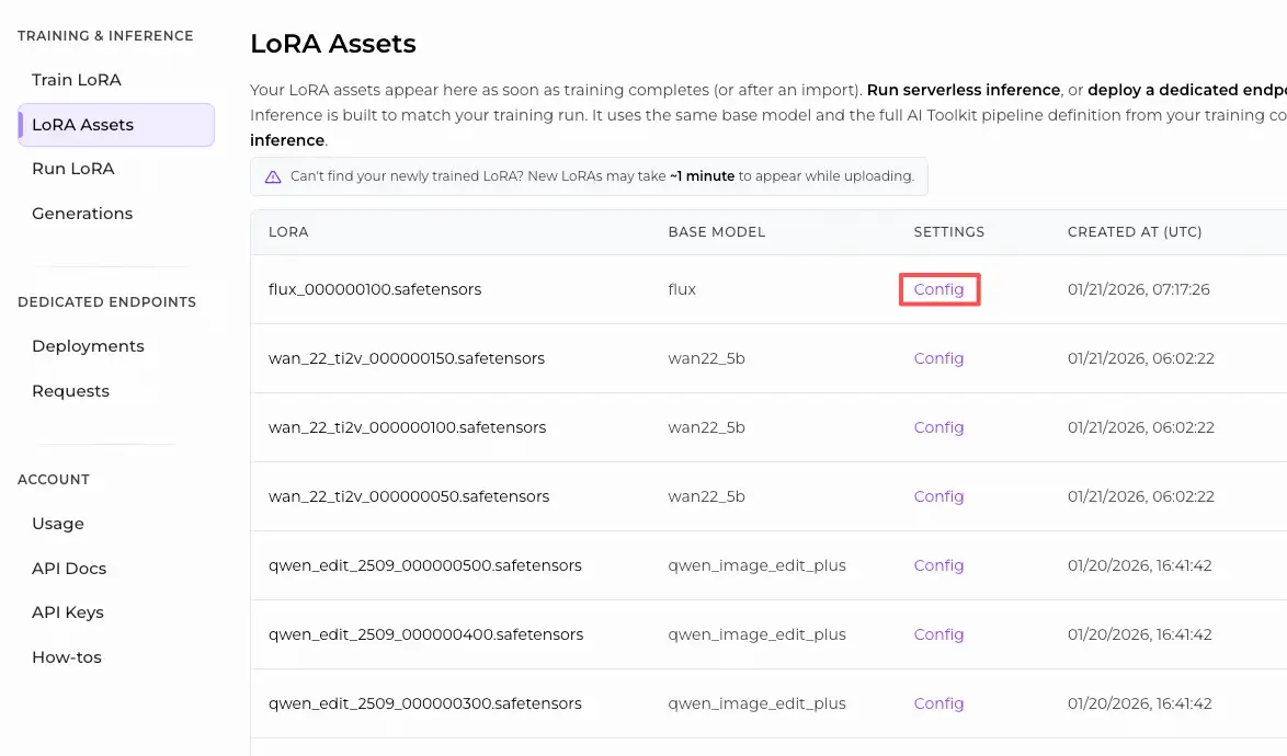 FLUX.1 Dev: locate preview/sample settings in a RunComfy LoRA config